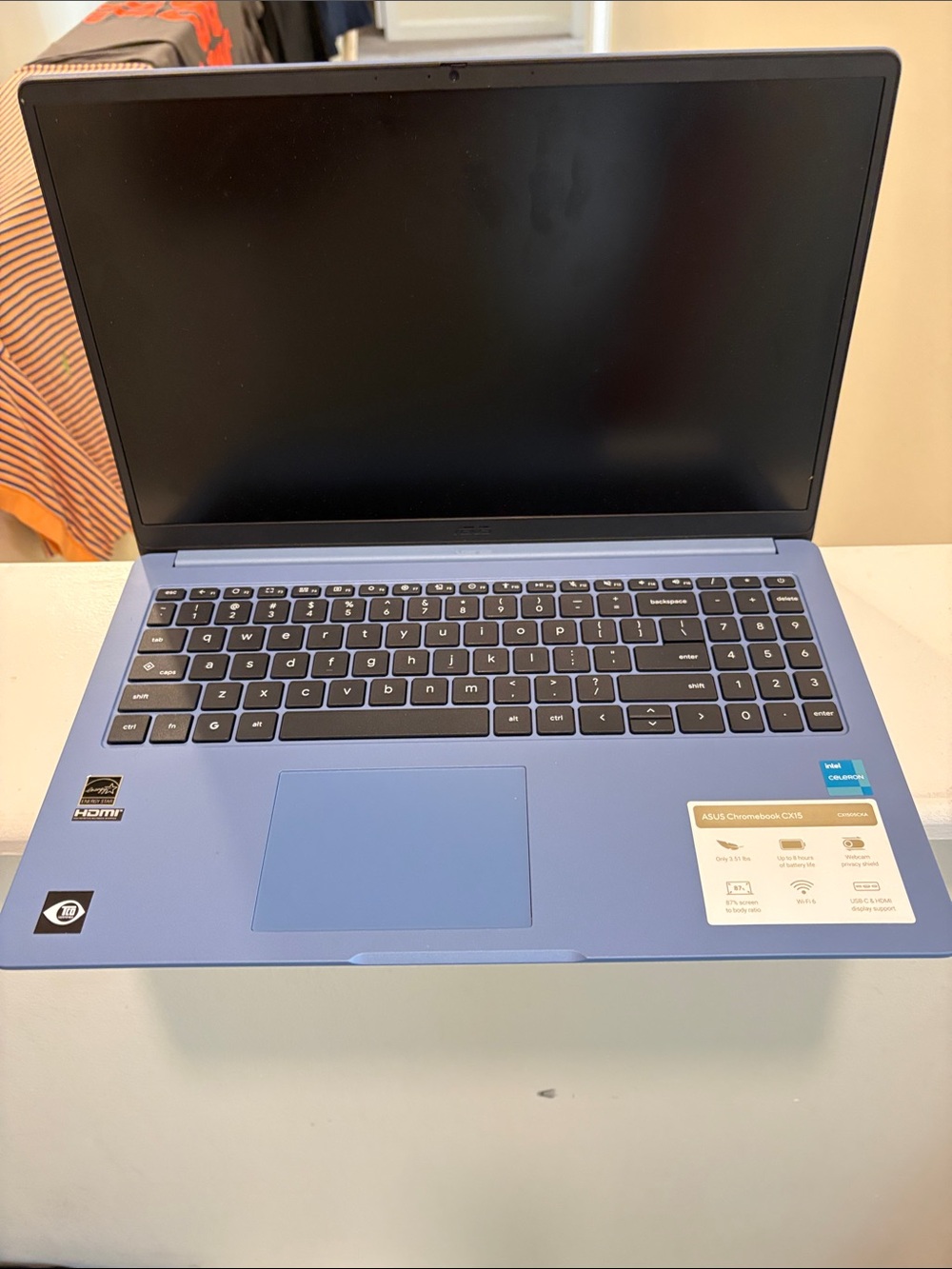 ASUS Laptop in Light Blue with Black Keyboard